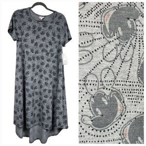 LuLaRoe Disney Carly Dress M 10/12 Mickey Mouse Jersey Knit Midi Pocket High Low